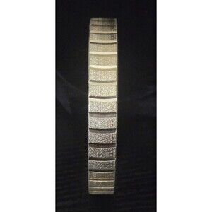 Vtg West Germany Gold Tone Textured Striped Bangle Bracelet 8" Statement Jewelry